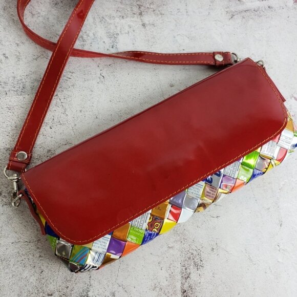 Nahui Ollin Y2K Unique Crossbody Bag Candy Wrapper Mini Purse Patent Leather - Picture 9 of 10